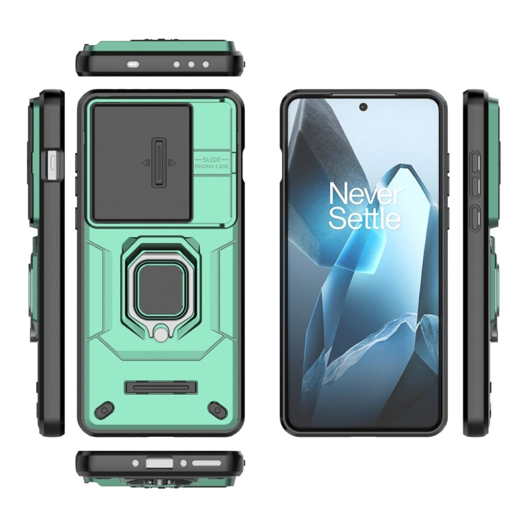 Funda para OnePlus 13 5G a Prueba de Golpes con Soporte y Carcasa Deslizante de TPU + PC (Verde)