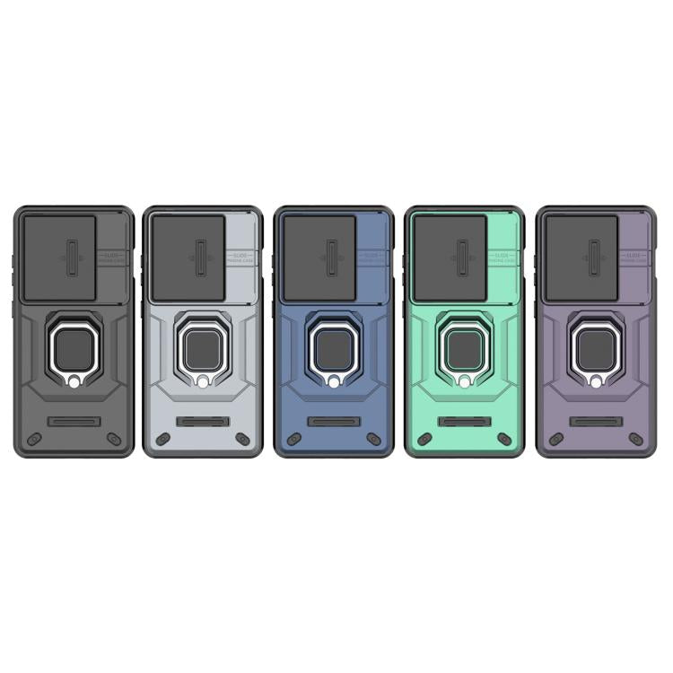 Funda para Teléfono OnePlus Ace 5/Ace 5 Pro con Soporte y Carcasa Deslizante TPU y PC (Azul)