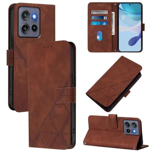 Funda de Cuero con Tapa y Relieve 3D para Motorola Moto G Stylus 5G (2025) (Marrón)