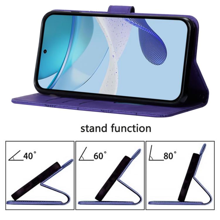 Funda de Cuero con Tapa y Relieve 3D para Huawei Nova 13 y Nova 12 (Morado)