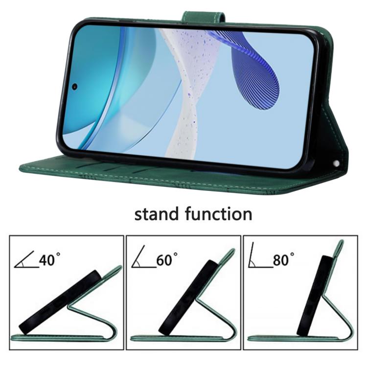 Funda de Cuero con Tapa y Relieve 3D para Huawei Nova 13 Pro (Verde Oscuro)