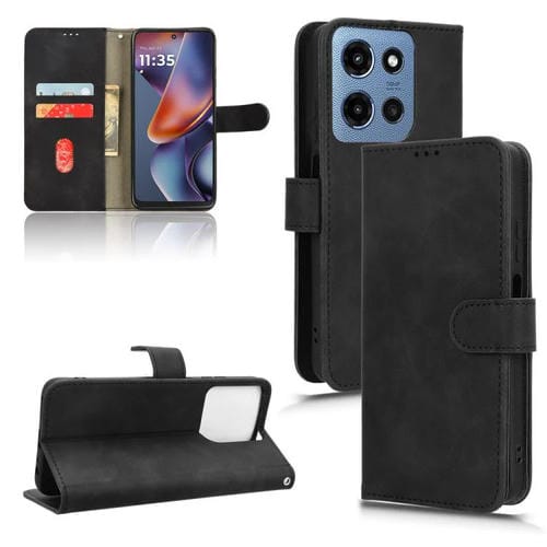 Funda de Cuero con Tapa Magnética y Tacto Suave para Motorola Moto G 5G (2025) (Negro)