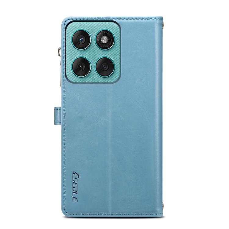 Funda de cuero RFID con cremallera y cordón para Motorola Edge 60 ESEBLE Star Series (azul)