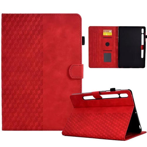 Funda de cuero con relieve de rombos para Samsung Galaxy S10 FE+ (roja)