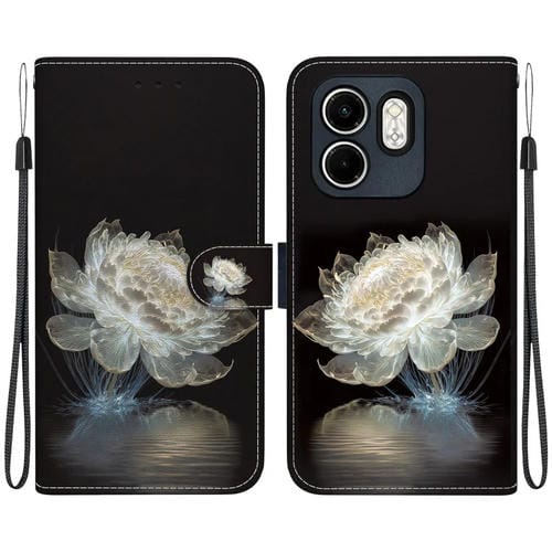 Funda de Cuero para Infinix Hot 50I Smart 9 con Dibujo de Colores y Textura de Cristal (Peonía de Cristal)