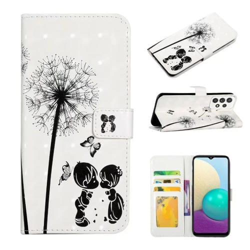Funda para Teléfono Samsung Galaxy A72 4G 5G Cuero Dibujo 3D Relieve al Óleo (Pareja de Diente de León)