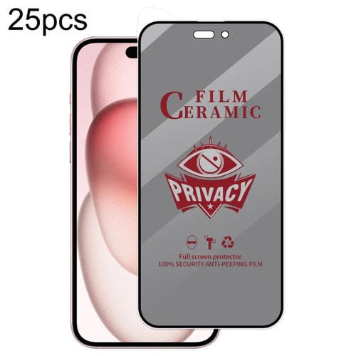 Película Cerámica de Privacidad para iPhone 15 Cobertura Total (25 Piezas) - MOVILSTORE