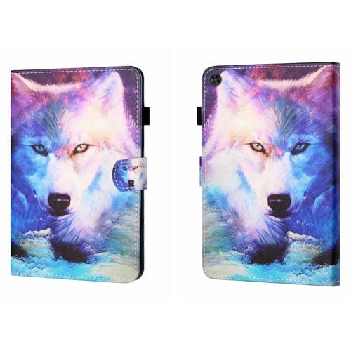 Funda para Tablet Samsung Galaxy Tab A9 Pu con Costura y Dibujo Coloreado Función Suspensión (Lobo)