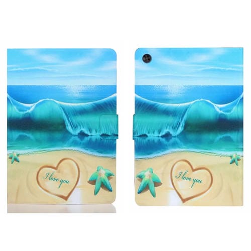 Estuche para Tablet Samsung Galaxy Tab A9 PU Inteligente con Dibujo Voltaje y Función Suspensión Activación (Playa Azul)