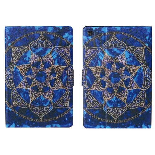Funda para Tablet Samsung Galaxy Tab A9 Estuche PU Inteligente con Dibujo Mandala Azul y Función Suspensión