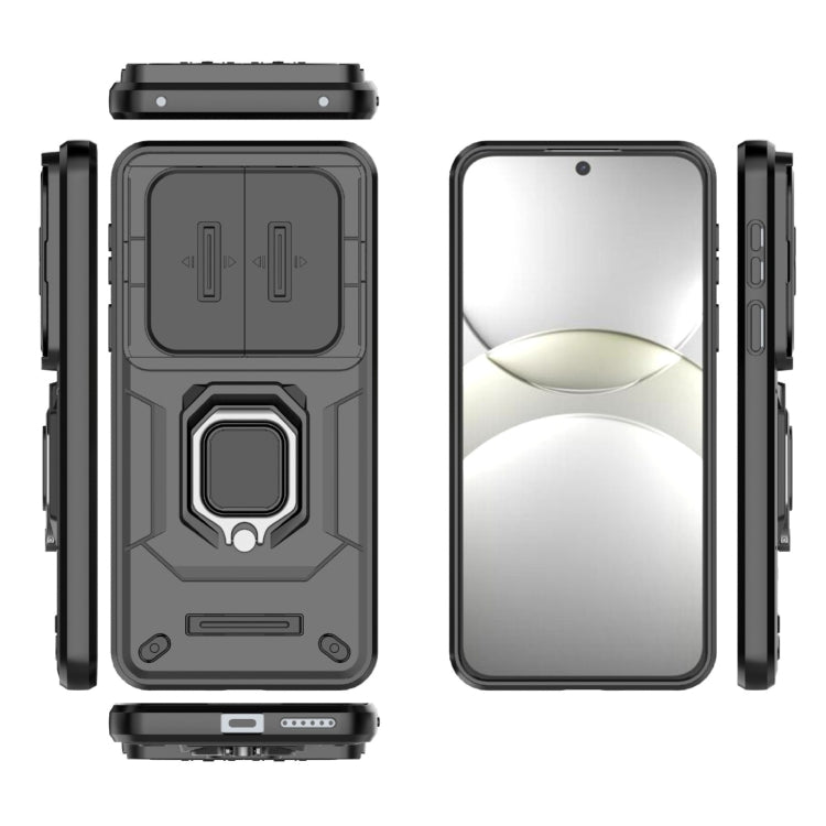 Funda para Teléfono Huawei Mate 70 5G con Soporte y Carcasa Deslizante TPU y PC (Negro)