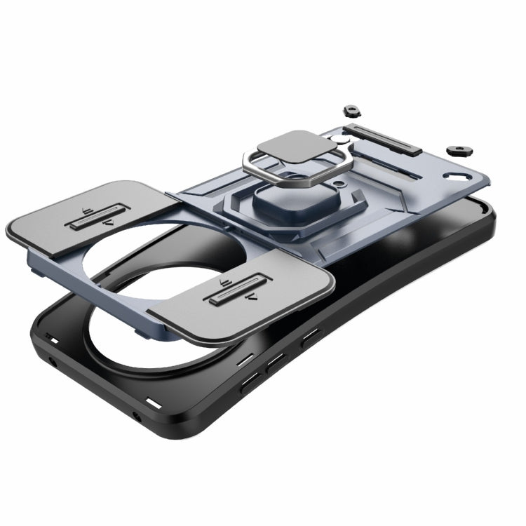 Funda para Teléfono Huawei Mate 70 5G con Soporte y Carcasa Deslizante TPU y PC (Negro)