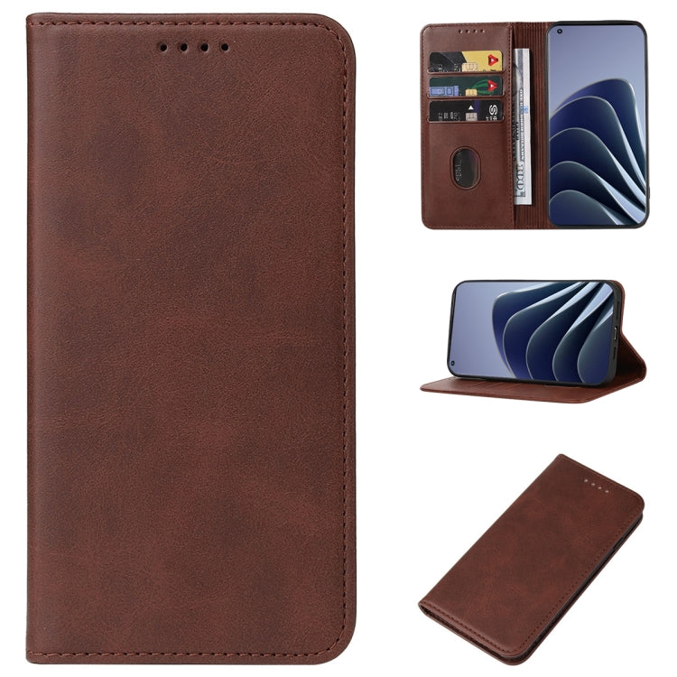 Funda de Cuero para OnePlus 10 Pro con Cierre Magnético (Marrón)