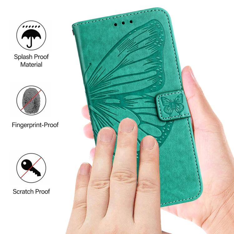 Funda de Cuero para Huawei Nova 13 y Nova 12 con Diseño de Mariposa en Relieve (Verde)