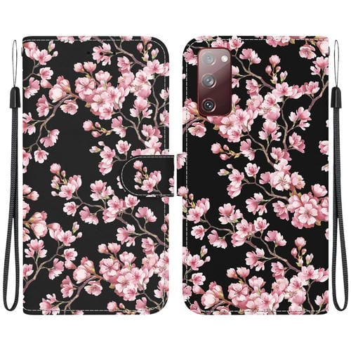 Funda para Teléfono Samsung Galaxy S20 FE 5G Cuero Dibujo Coloreado Textura de Cristal (Flor de Ciruelo)