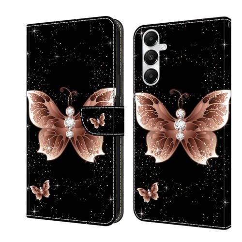 Funda Protectora de Cuero Samsung Galaxy A05S Crystal 3D a Prueba de Golpes (Mariposa de Diamante Rosa)