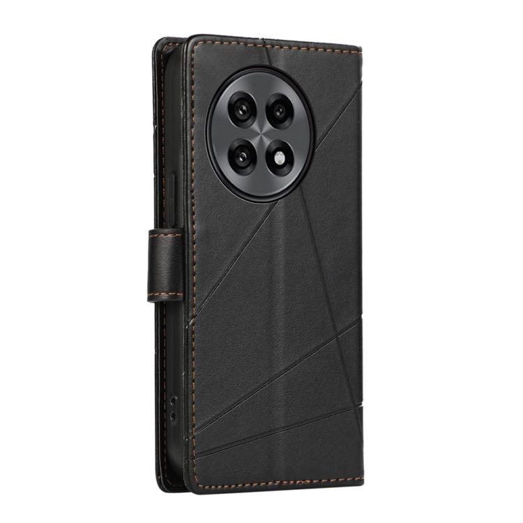 Funda para Teléfono OnePlus 13R Ace 5 Ace 5 Pro Cuero Genuino PU Líneas En Relieve (Negro)