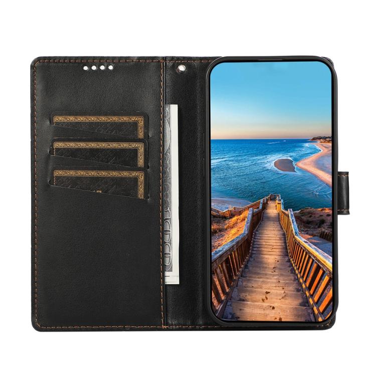 Funda para Teléfono OnePlus 13R Ace 5 Ace 5 Pro Cuero Genuino PU Líneas En Relieve (Negro)