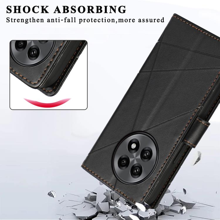 Funda para Teléfono OnePlus 13R Ace 5 Ace 5 Pro Cuero Genuino PU Líneas En Relieve (Negro)