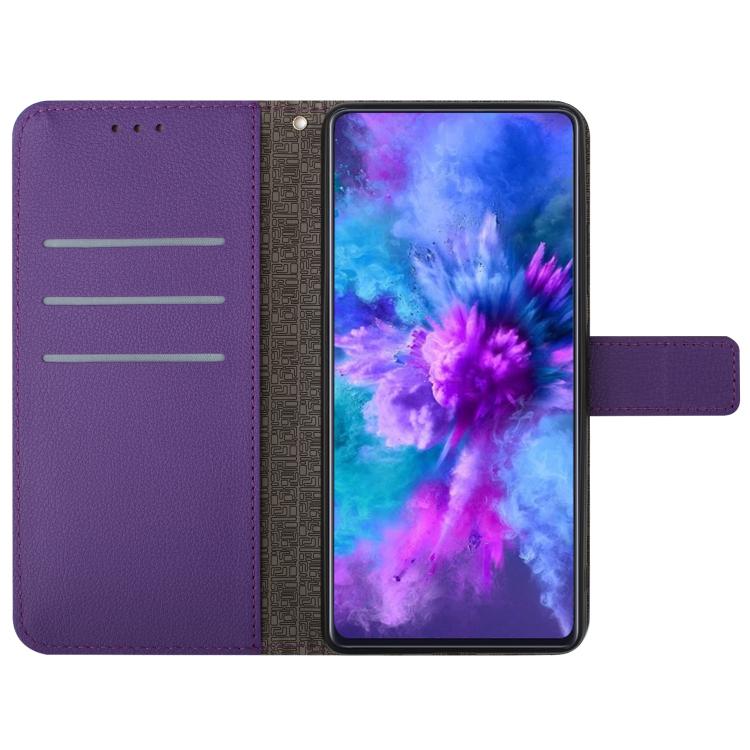 Funda de cuero con textura de cuadrícula rómbica para TCL 60 SE/605 (morado)