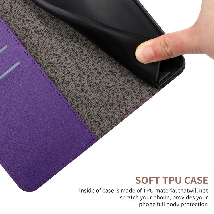 Funda de cuero con textura de cuadrícula rómbica para TCL 60 SE/605 (morado)