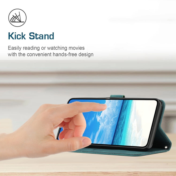 Funda de Piel con Relieve de Corazón y Cordón Largo para Teléfono Itel P65 (Verde)
