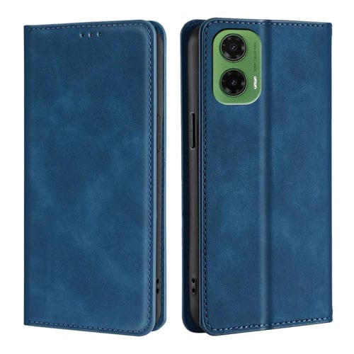 Funda de Cuero Magnética para Motorola Moto G35 5G (Azul) con Tacto de Piel