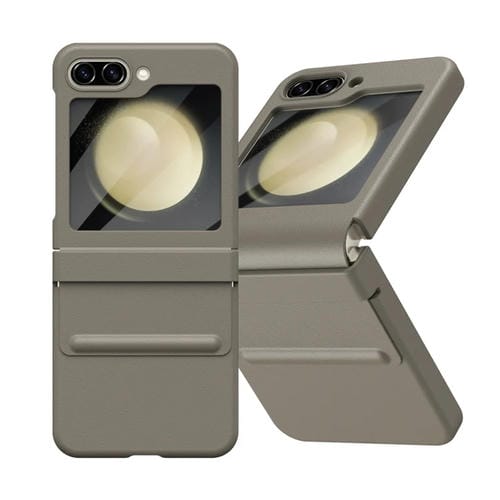 Funda para Teléfono Samsung Galaxy Z Flip5 5G Textura Cuero Pu + PC Cobertura Total (Marrón Claro)