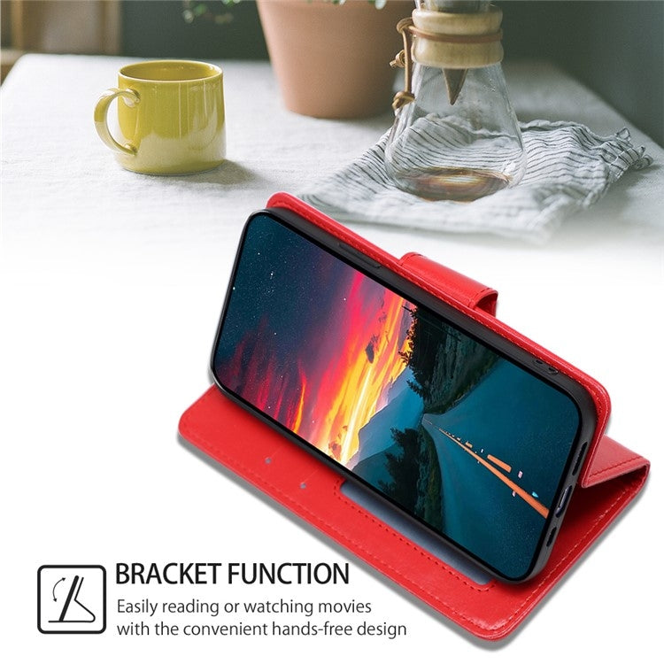 Funda de Cuero para OnePlus Ace 3V 5G con Textura de Cristal (Rojo)
