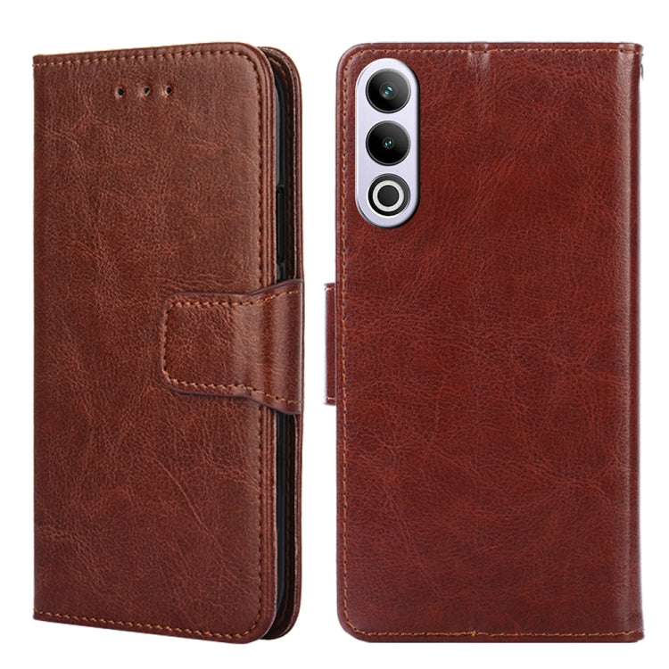 Funda de Cuero para OnePlus Ace 3V 5G con Textura de Cristal (Marrón)