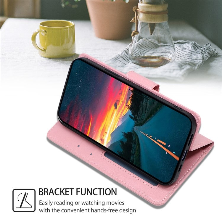 Funda de Cuero con Textura de Cristal para OnePlus Ace 3 Pro 5G (Rosa)