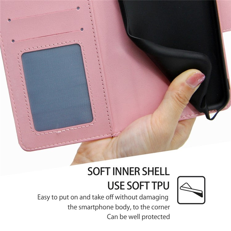 Funda de Cuero con Textura de Cristal para OnePlus Ace 3 Pro 5G (Rosa)