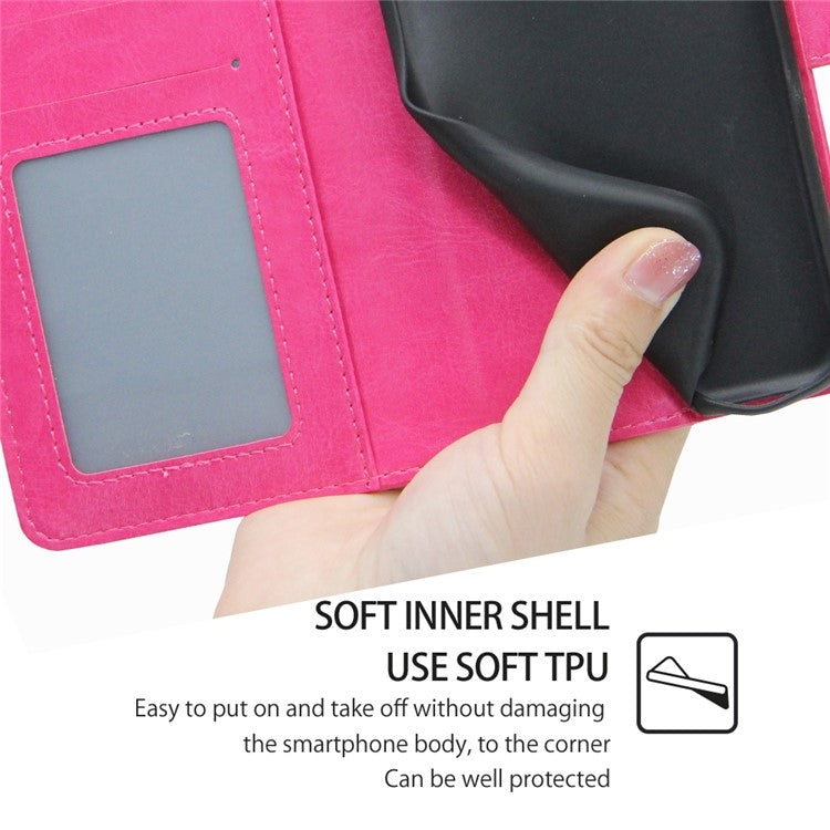 Funda de Cuero con Textura de Cristal para OnePlus Ace 3 Pro 5G (Rosa Rojo)