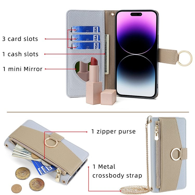 Funda de Cuero con Textura de Lichi para OnePlus Ace 3 Pro 5G (Azul)