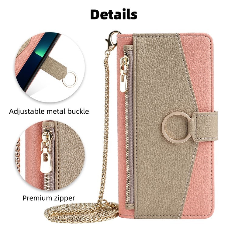 Funda de Cuero con Textura de Lichi para OnePlus Ace 3 Pro 5G (Rosa)