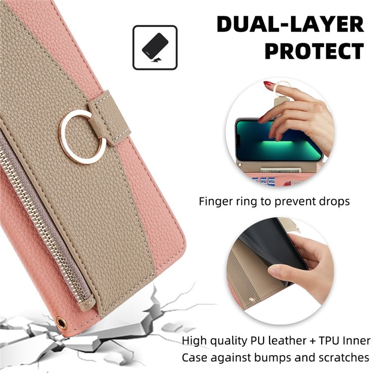 Funda de Cuero con Textura de Lichi para OnePlus Ace 3 Pro 5G (Rosa)