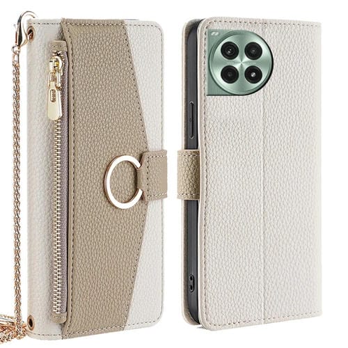 Funda de Cuero Textura de Lichi para OnePlus Ace 3 Pro 5G (Blanco)
