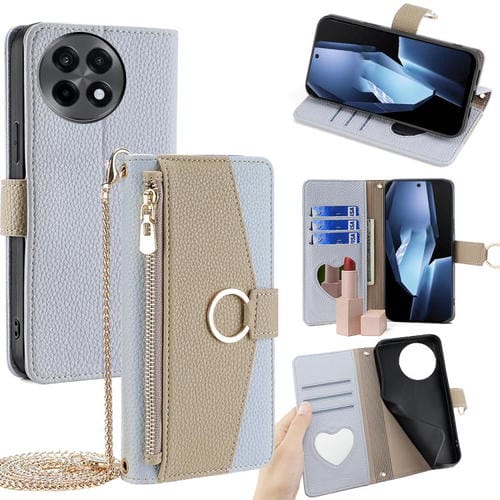 Funda de Cuero con Textura de Lichi para OnePlus Ace 5 y Ace 5 Pro (Azul)