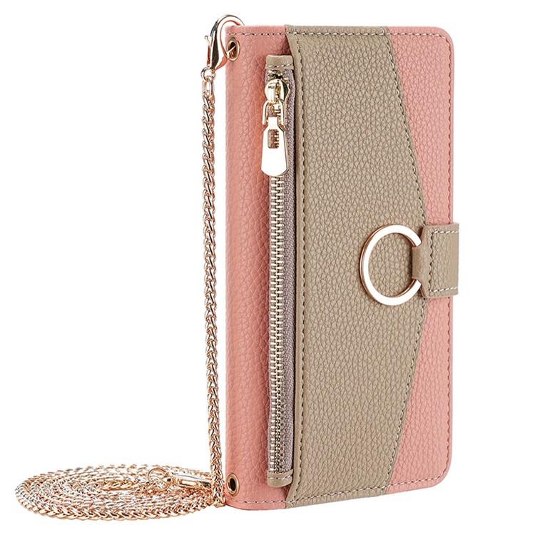 Funda de Cuero con Textura de Lichi Cruzada para OnePlus Ace 5 y Ace 5 Pro (Rosa)