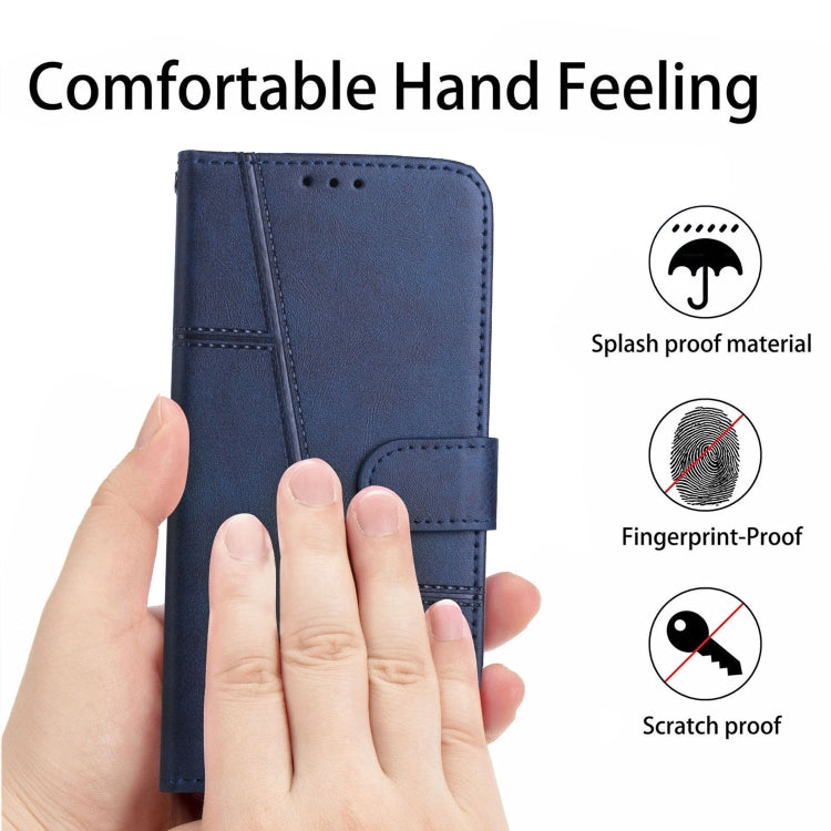 Funda de Cuero Textura Becerro con Costuras para Teléfono Itel A80 (Azul)
