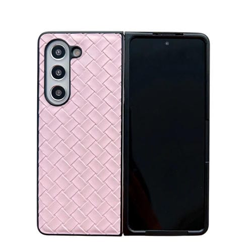 Funda plegable de Pu Samsung Galaxy Z Fold textura tejida (Rosa)