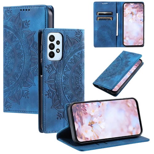 Estuche para Teléfono Samsung Galaxy A23 4G F23 5G Cuero Magnético Relieve Tótem (Azul)