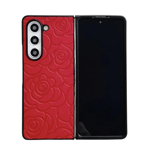Funda Protectora Samsung Galaxy Z Fold Estampado de Flores Impresión Especial (Rojo)