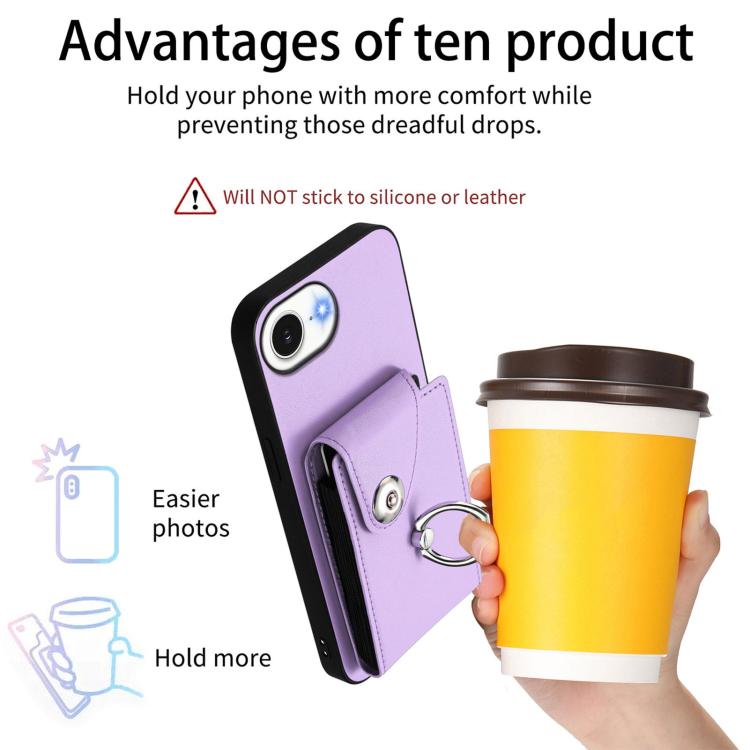 Funda para iPhone 16e con tarjetero y anillo (morado)