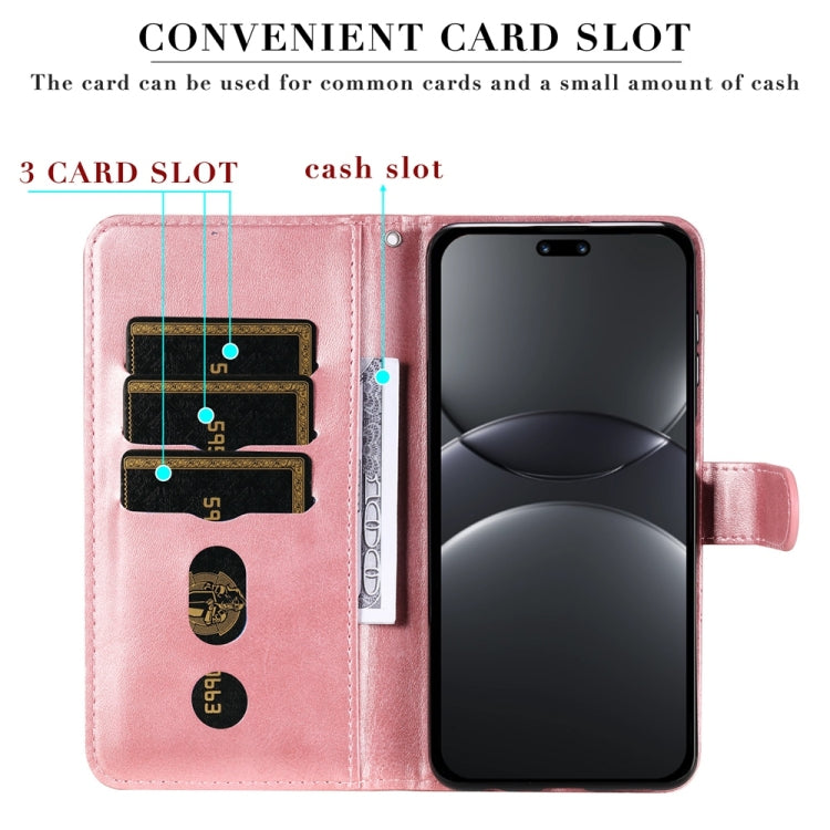 Funda de Piel con Cremallera y Textura de Becerro para Huawei Nova 13 Pro (Oro Rosa)