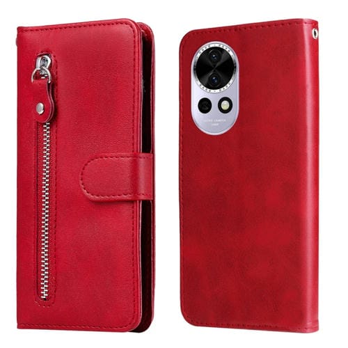 Funda de Piel con Cremallera y Textura de Becerro para Huawei Nova 13/Nova 12 (Roja)