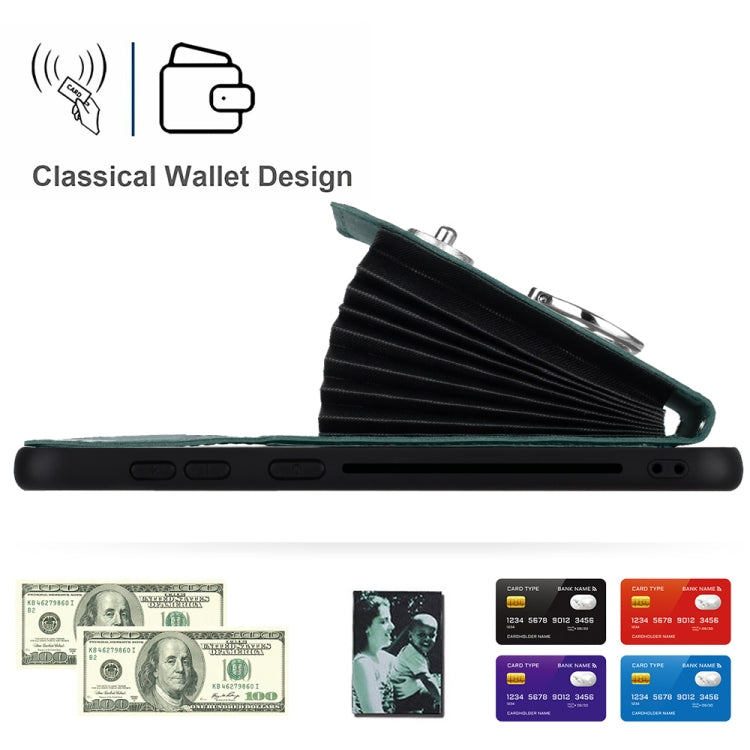Funda para Teléfono Samsung Galaxy A33 5G de PU con Soporte para Anillo y Bolsa para Tarjeta (Verde)