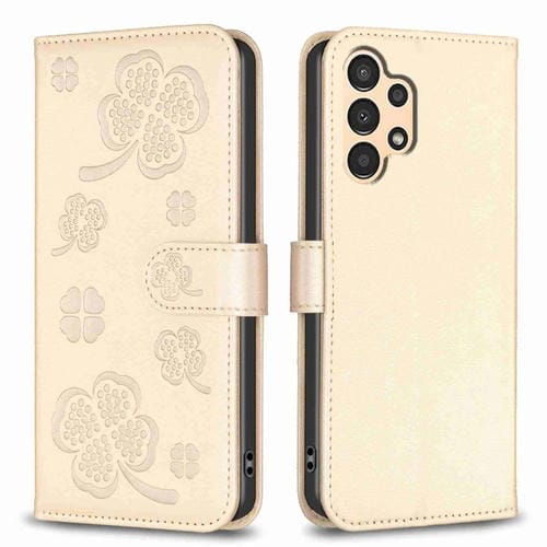 Funda para Samsung Galaxy A53 Cuero Relieve Cuatro Hojas (Dorado)
