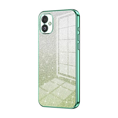 Estuche para teléfono Samsung Galaxy F14 5G Galvanizado con Polvo de Brillo Degradado (Verde)