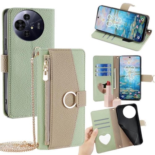 Funda Cruzada Cuero Textura Lichi para TCL 50 Nxtpaper 5G / 50 Pro Nxtpaper 5G (Verde)